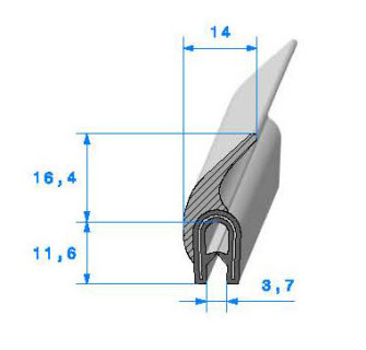 Profilé Caoutchouc SE447 - 28x14 mm L 1 m