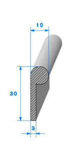 Profilé Caoutchouc SE23 - 30x10 mm L 1 m