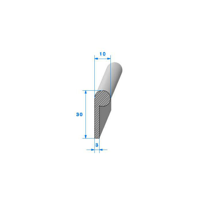 Profilé Caoutchouc SE23 - 30x10 mm L 1 m