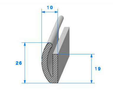 Profilé Caoutchouc SE41 - 26x10 mm L 1 m