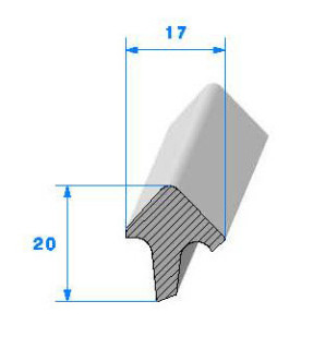 Profilé Caoutchouc SE76 - 20x17 mm L 1 m