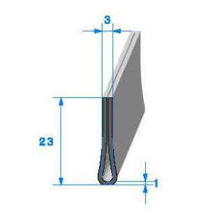 Profilé Caoutchouc SE130.10 - 23x3 mm L 1 m