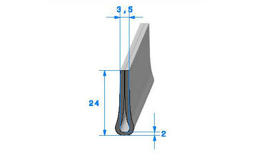 Profilé Caoutchouc SE130.20 - 24x3,5 mm L 1 m