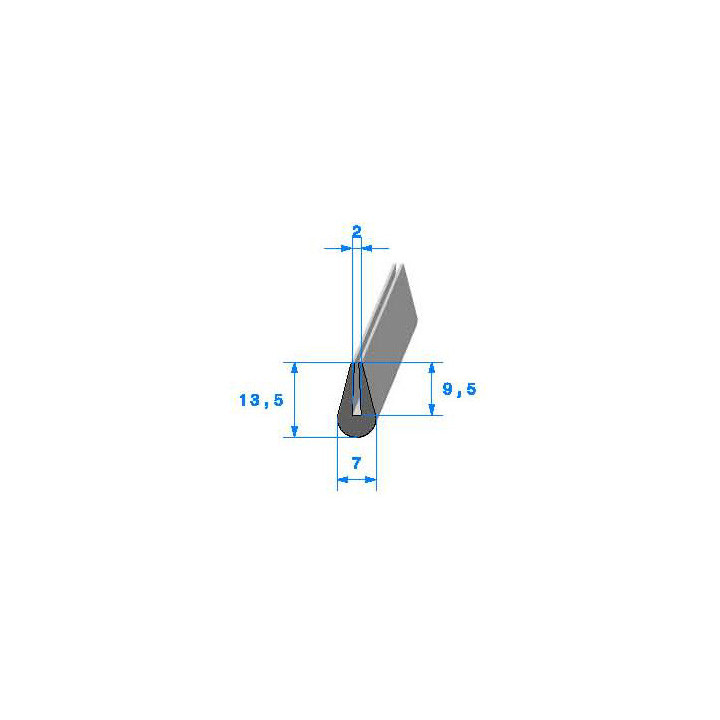 Profilé Caoutchouc SE204 - 13,5x7 mm L 1 m