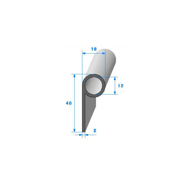 Profilé Caoutchouc SE280 - 40x16 mm L 1 m