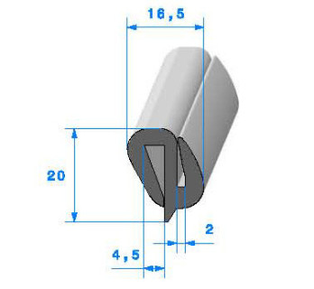 Profilé Caoutchouc SE310 - 20x16,5 mm L 1 m