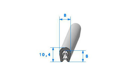 Profilé Caoutchouc SE500 - 10,4x8 mm L 1 m