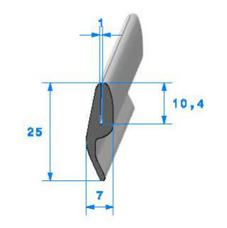 Profilé Caoutchouc SE313 - 25x7 mm L 25 m