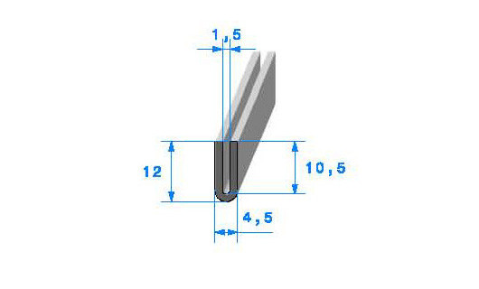 Profilé Caoutchouc SE821 - 12x4,5 mm L 100 m