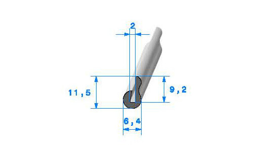 Profilé Caoutchouc SE297 - 11,5x6,4 mm L 100 m