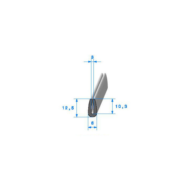 Profilé Caoutchouc SE323 - 12,5x6 mm L 1 m