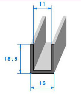 Profilé Caoutchouc SE337 - 18,5x15 mm L 40 m