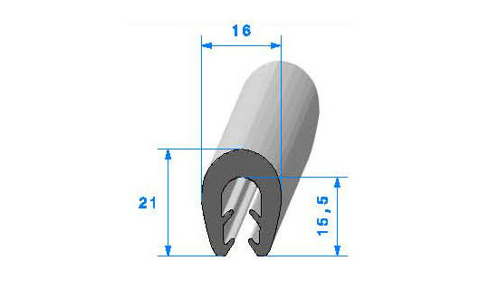 Profilé Caoutchouc SE803 - 21x16 mm L 1 m