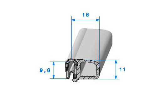 Profilé PVC armé avec bulbe SE384 - 9,6x16 mm L 25 m