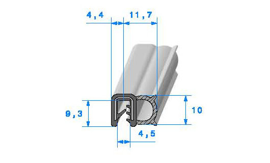 Profilé Caoutchouc SE811 - 9,3x16,1 mm L 50 m