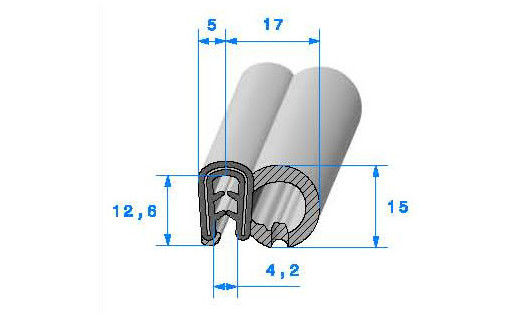 Profilé Caoutchouc SE784 - 12,6x22 mm L 50 m