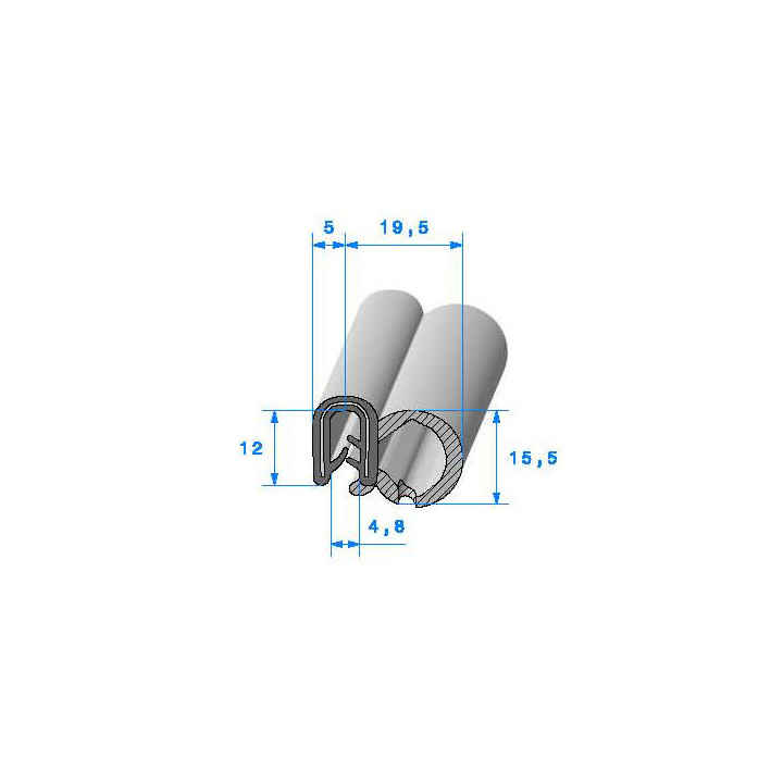 Profilé Caoutchouc SE399 - 12x24,5 mm L 50 m