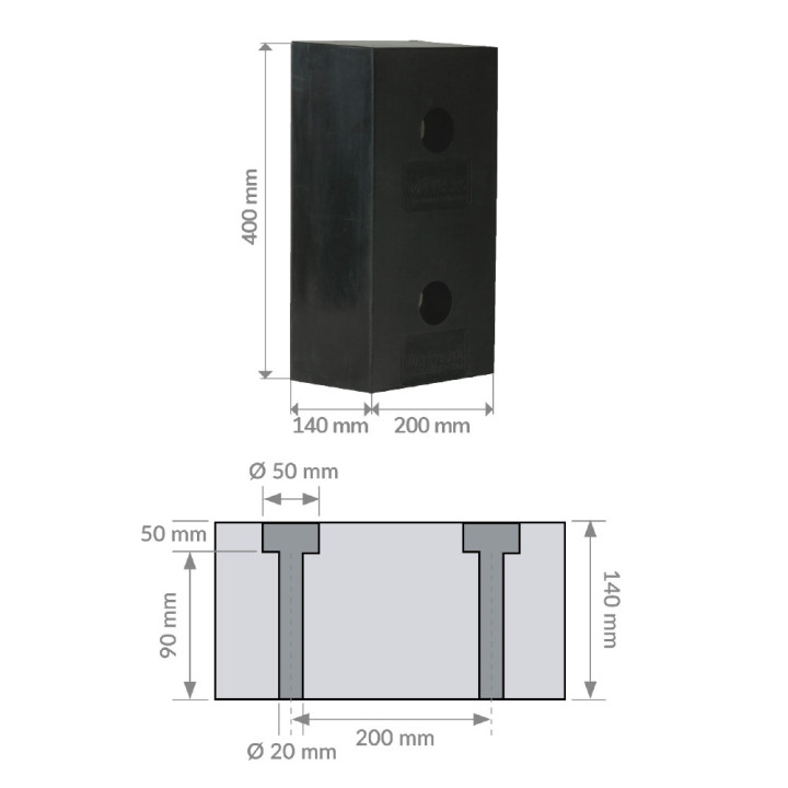 Rubber bumper for handling quay