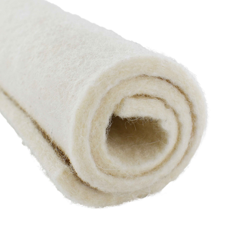 Tissu feutre de laine 4 mm, crème chiné