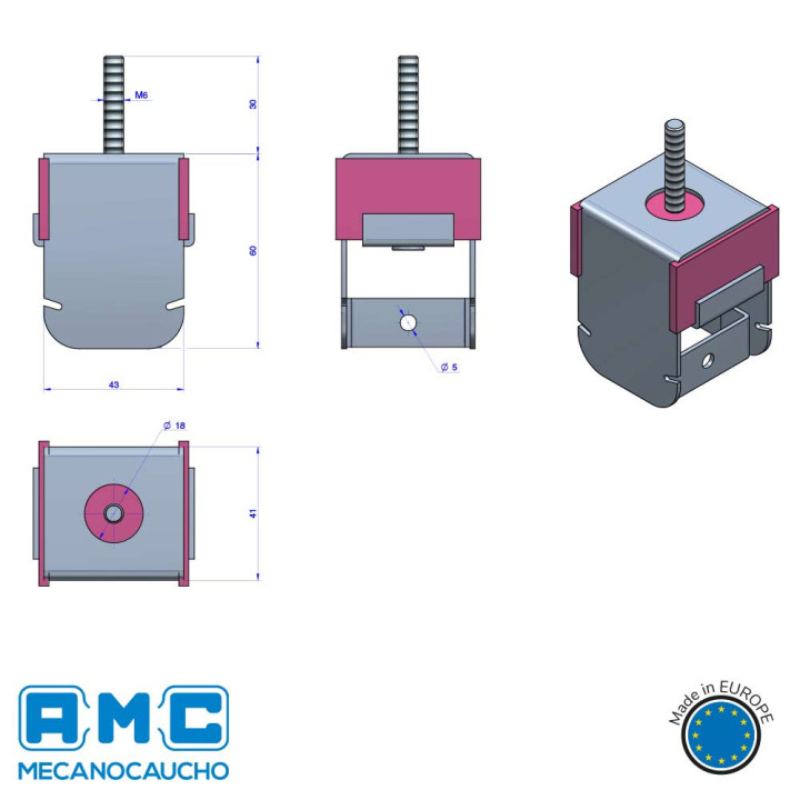 SUSPENTES SE139 SYL RAP Anti vibratoire vibrantes murs faux plafonds tuyauteries machines Solutions Elastomères