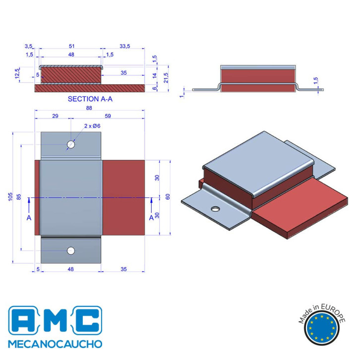 SUSPENTES SE141 Anti vibratoire vibrantes murs faux plafonds tuyauteries machines Solutions Elastomères