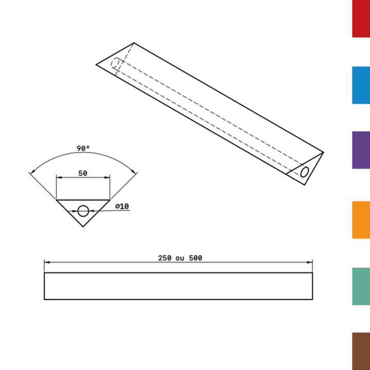 Coussin Pliage PU Triangulaire isocele 50 - DIAM.10 (Creux) L500 80ShA