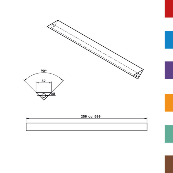 Coussin Pliage PU Triangulaire isocele 32 - DIAM.8 (Creux) L250 90ShA