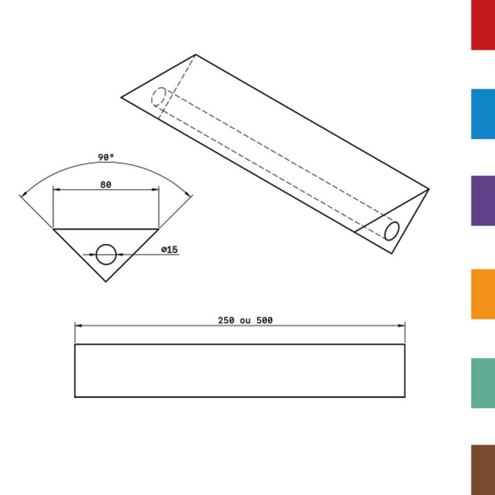 Coussin Pliage PU Triangulaire isocele 80 - DIAM.15 (Creux) L500 90ShA