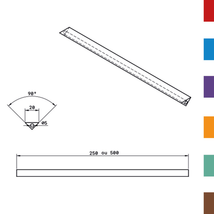 Coussin Pliage PU Triangulaire isocele 20 - DIAM.5 (Creux) L250 95ShA