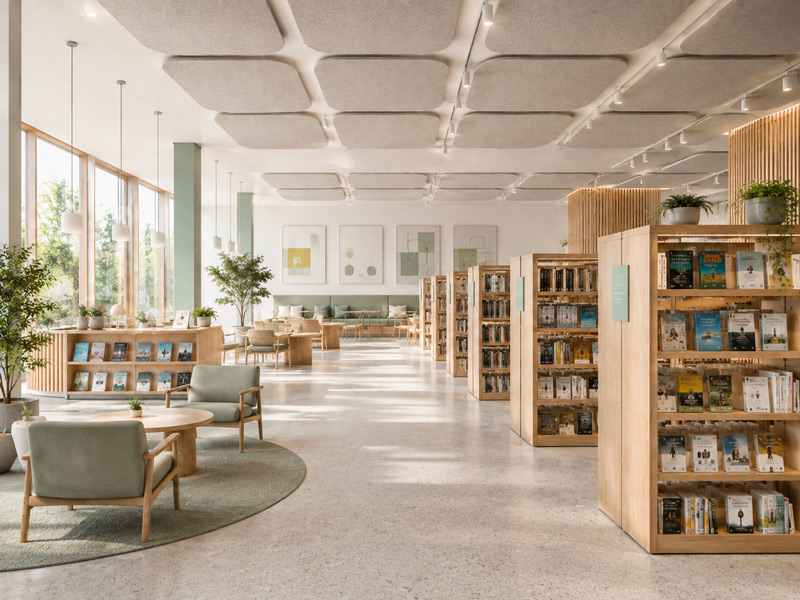 Acoustic treatment for libraries and public buildings with Basotect foam