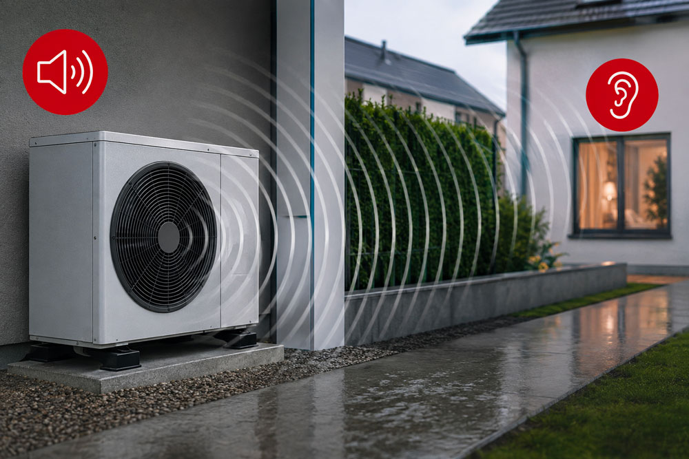 Pompe à chaleur extérieure à traiter avec une solution d'isolation phonique