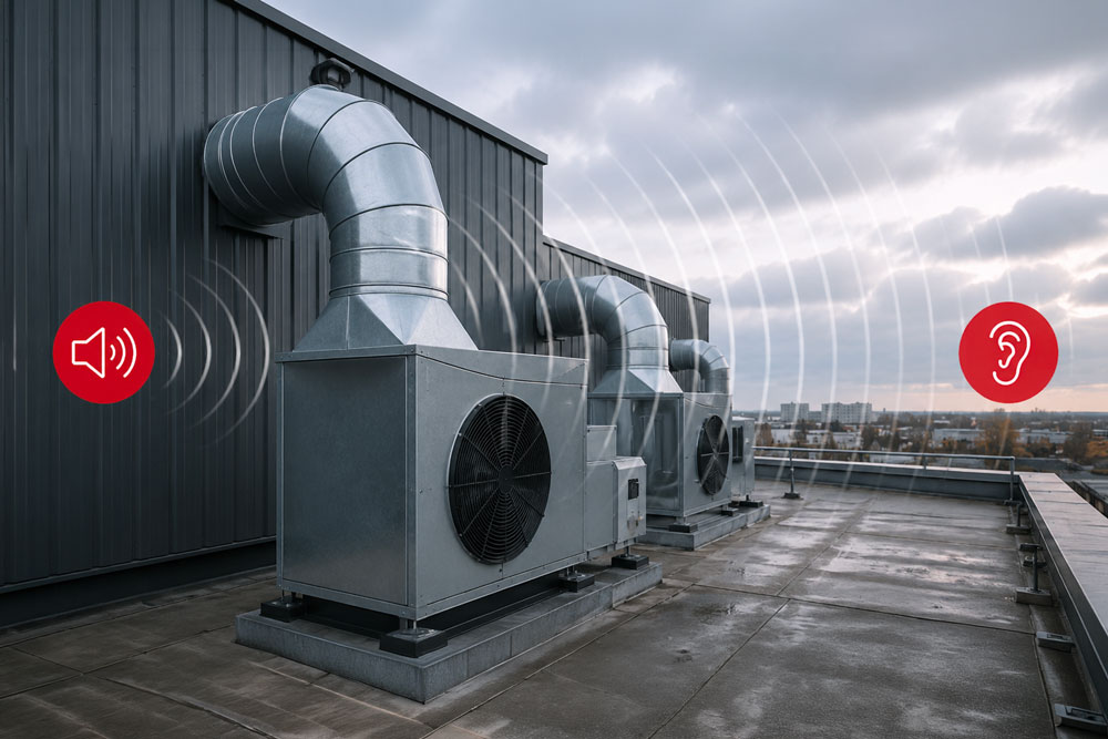 Ventilations industrielles en extérieur générant des nuisances sonores