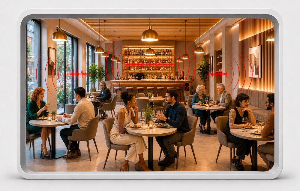 Acoustic treatment for a noisy restaurant
