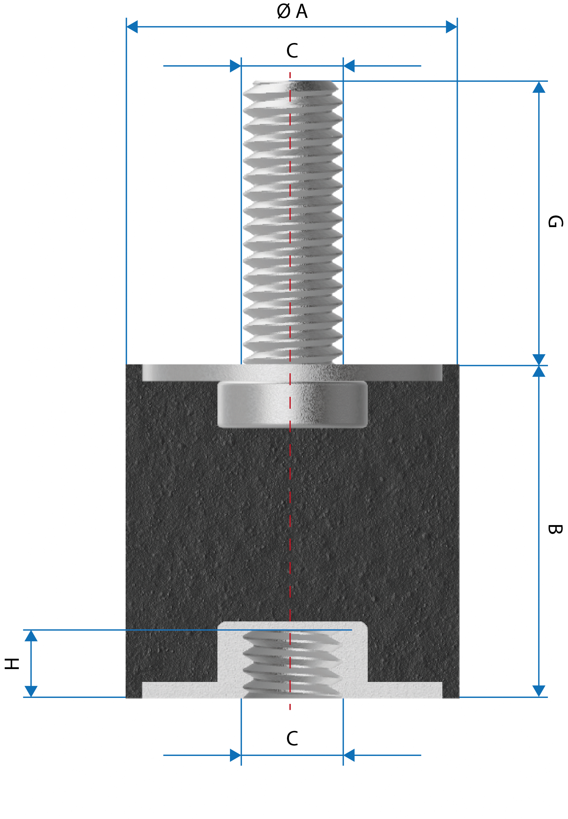 Dimensions du Radiaflex SE111 avec fixation mixte