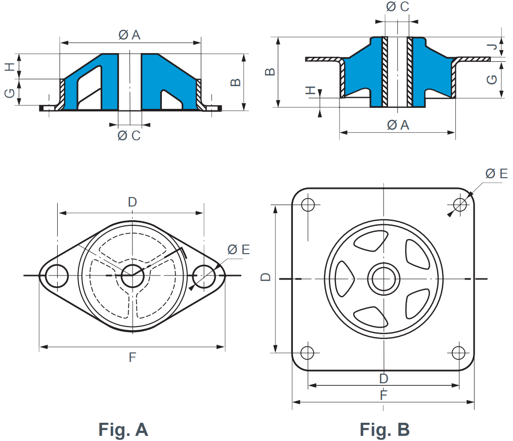 Schéma dimensions support SE137 Paulstra