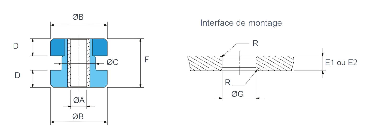 Schéma dimensions support SE220 Paulstra